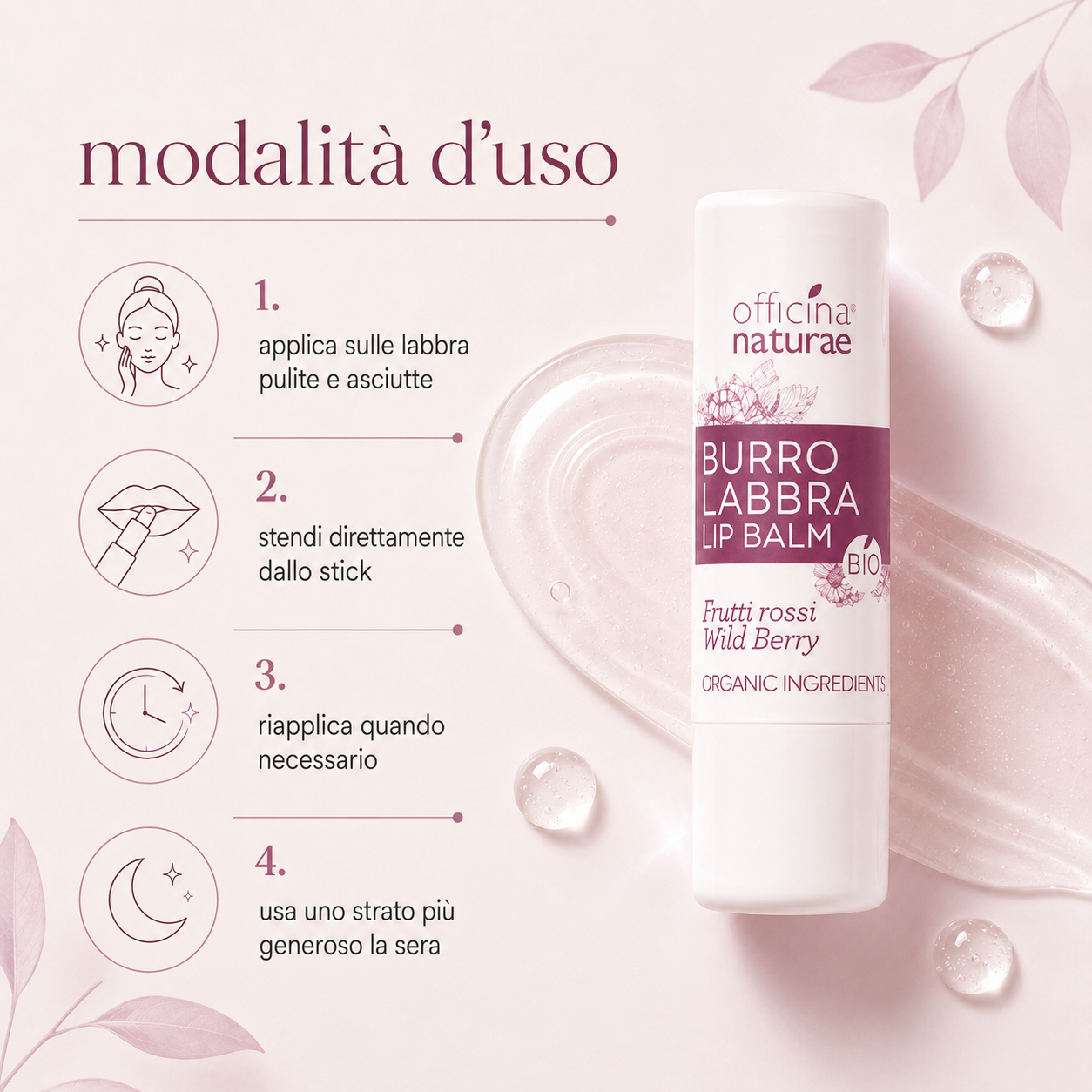Officina naturae – Burro Labbra Bio Frutti Rossi - immagine 3