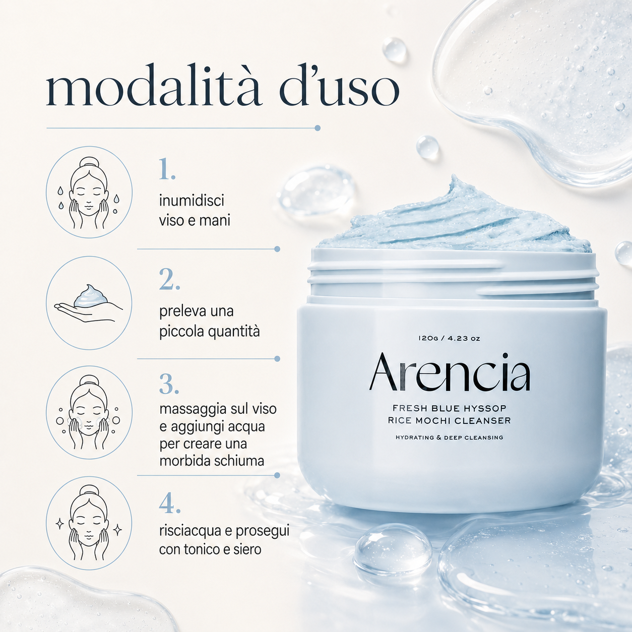 Arencia – Fresh Blue Hyssop Rice Mochi Cleanser - immagine 3
