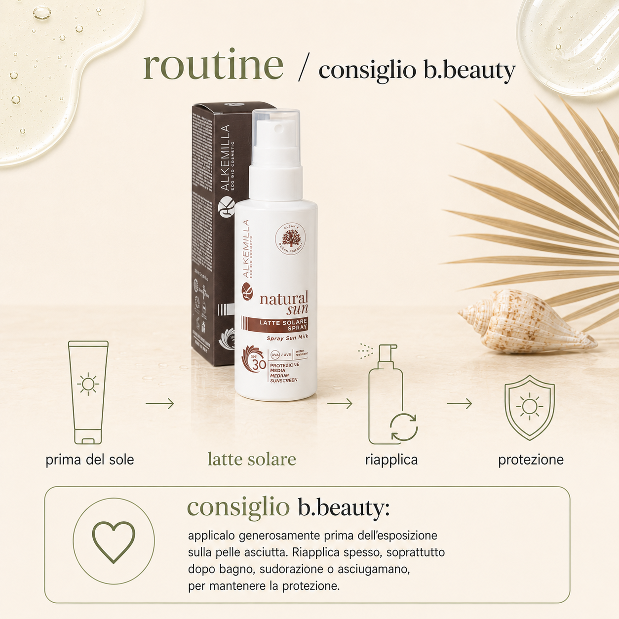 Alkemilla – Latte Solare Spray Media Protezione SPF30 - immagine 4