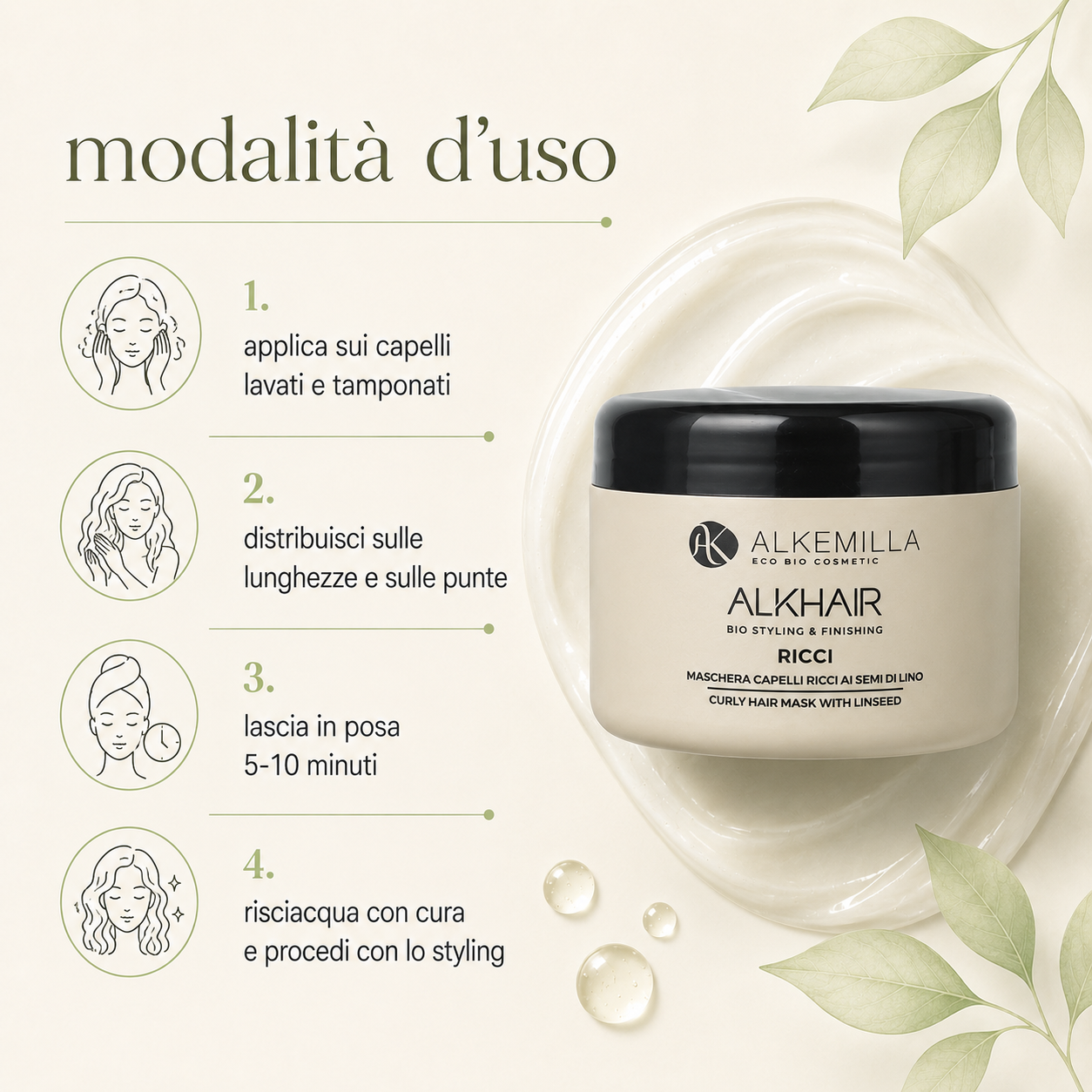 Alkemilla – Maschera Capelli Ricci ai Semi di Lino - immagine 3