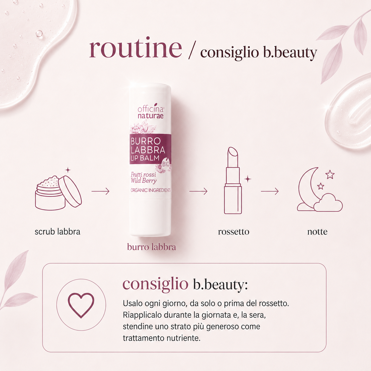 Officina naturae – Burro Labbra Bio Frutti Rossi - immagine 4