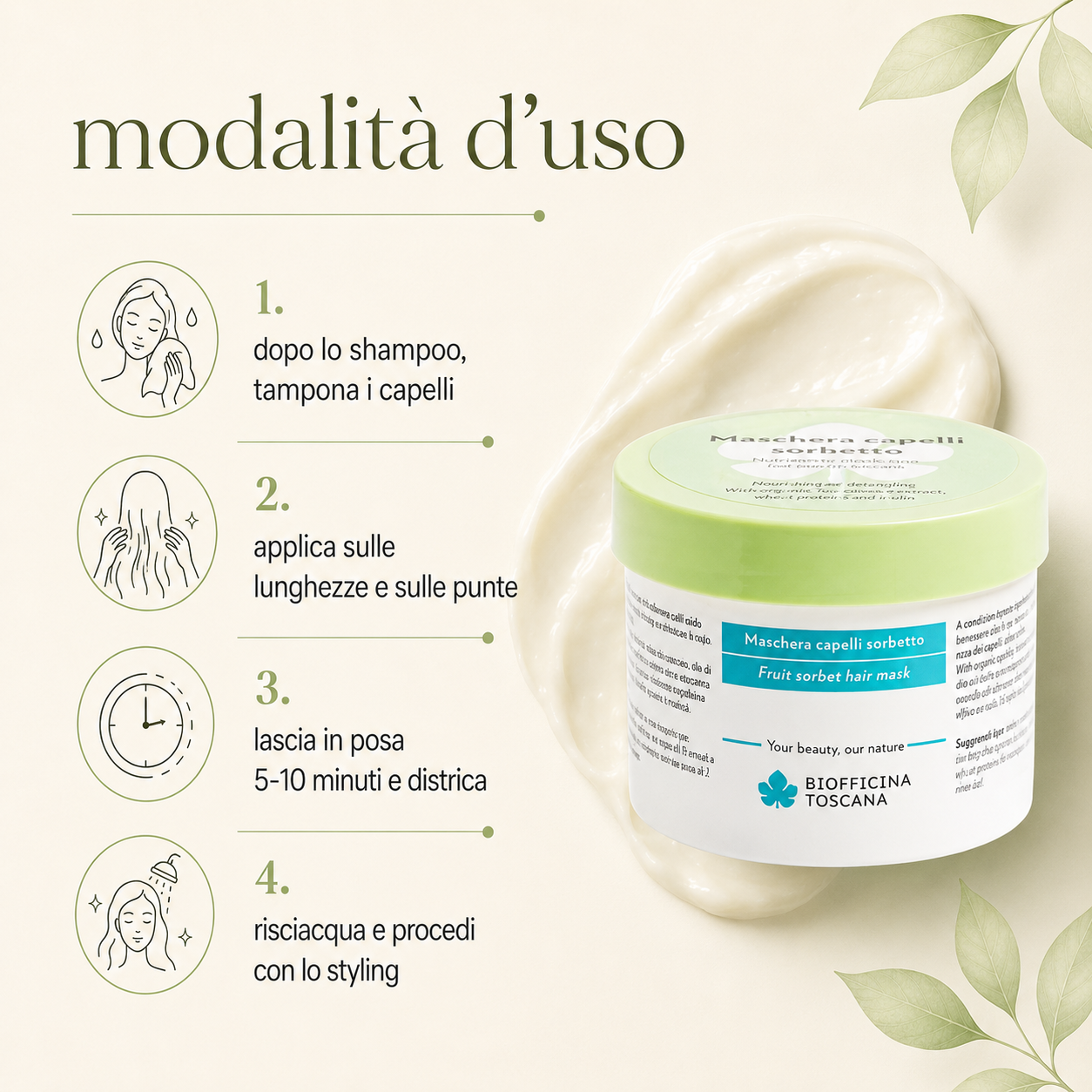 Biofficina Toscana – Maschera Capelli Sorbetto - immagine 3