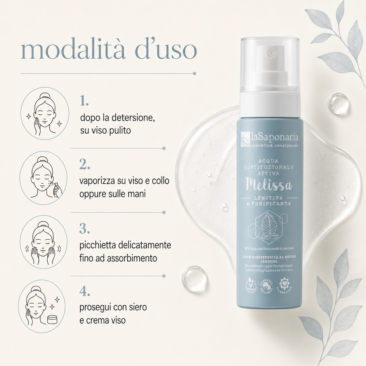 La Saponaria – Acqua Attiva Lenitiva Melissa - immagine 3
