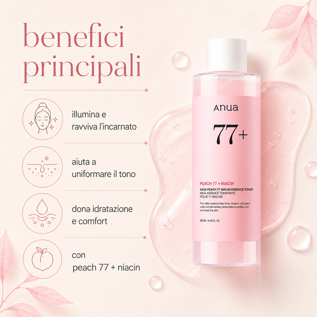 Anua – Peach 77 Niacin Essence Toner - immagine 2
