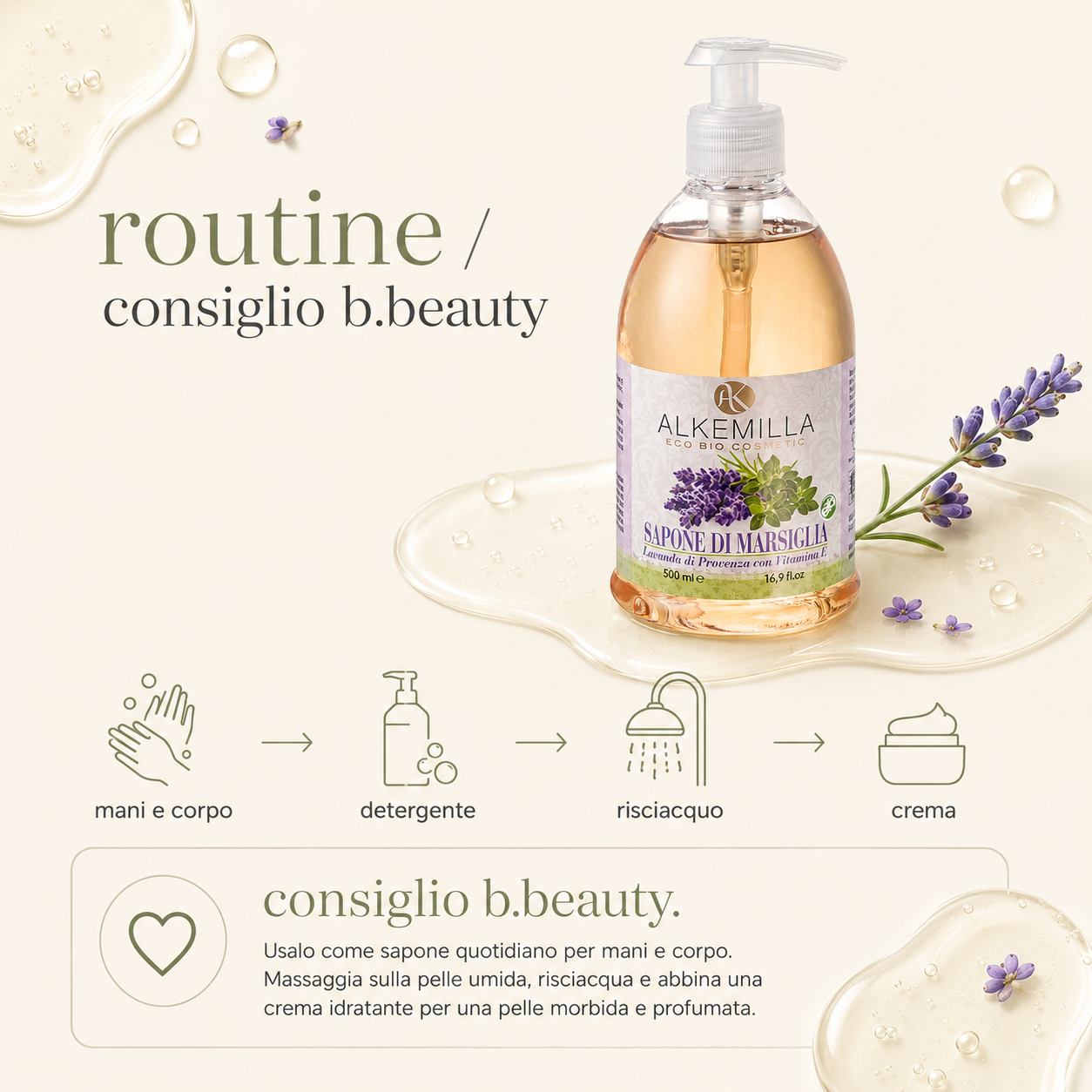 Alkemilla – Sapone Marsiglia Lavanda di Provenza con Vitamina E - immagine 4