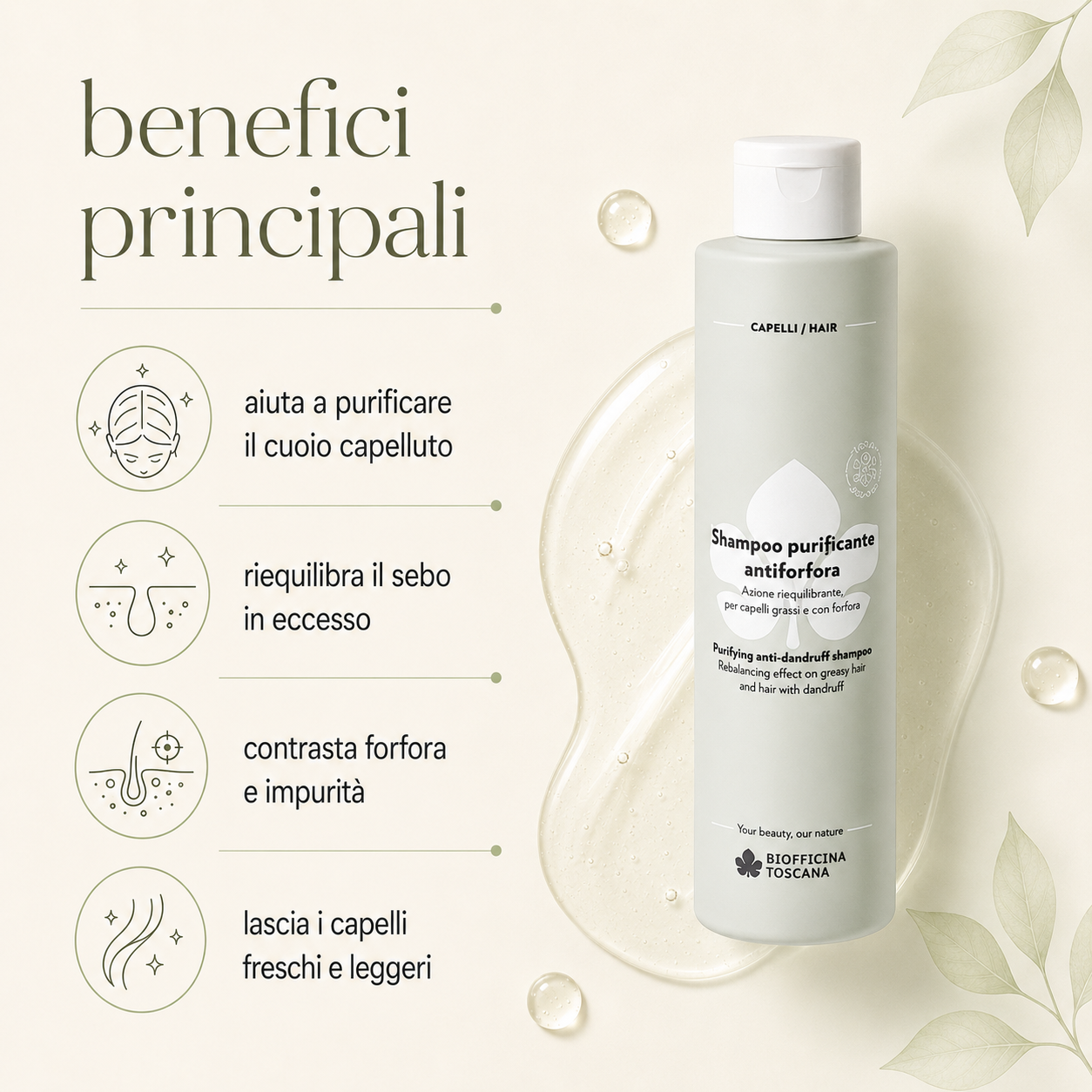 Biofficina Toscana – Shampoo Purificante Antiforfora - immagine 2