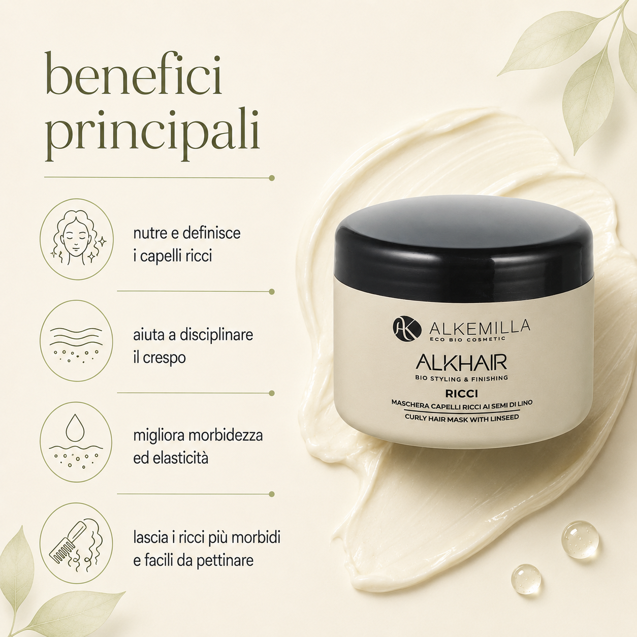 Alkemilla – Maschera Capelli Ricci ai Semi di Lino - immagine 2