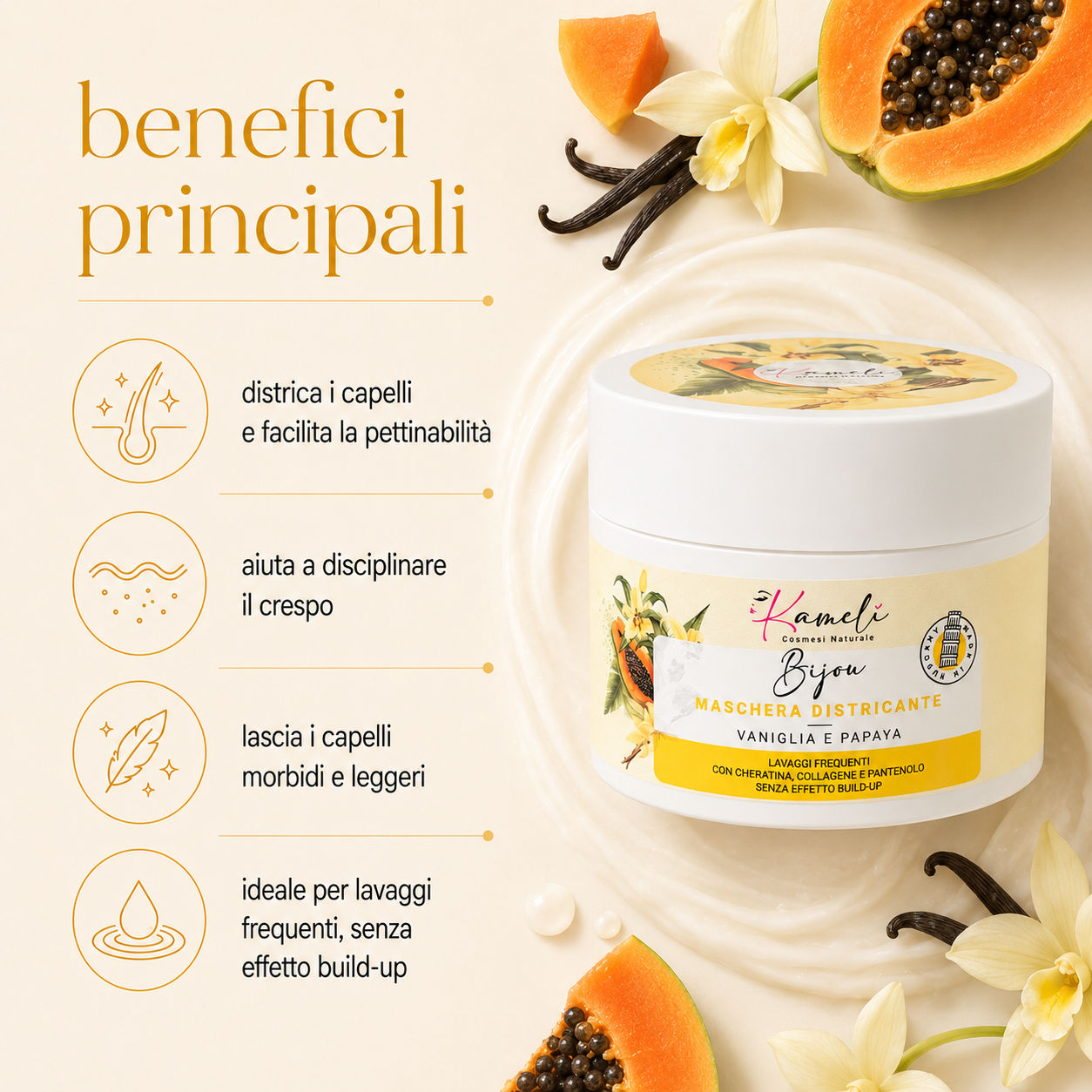 Kamelì - Bijou Maschera Capelli Vaniglia e Papaya - immagine 2