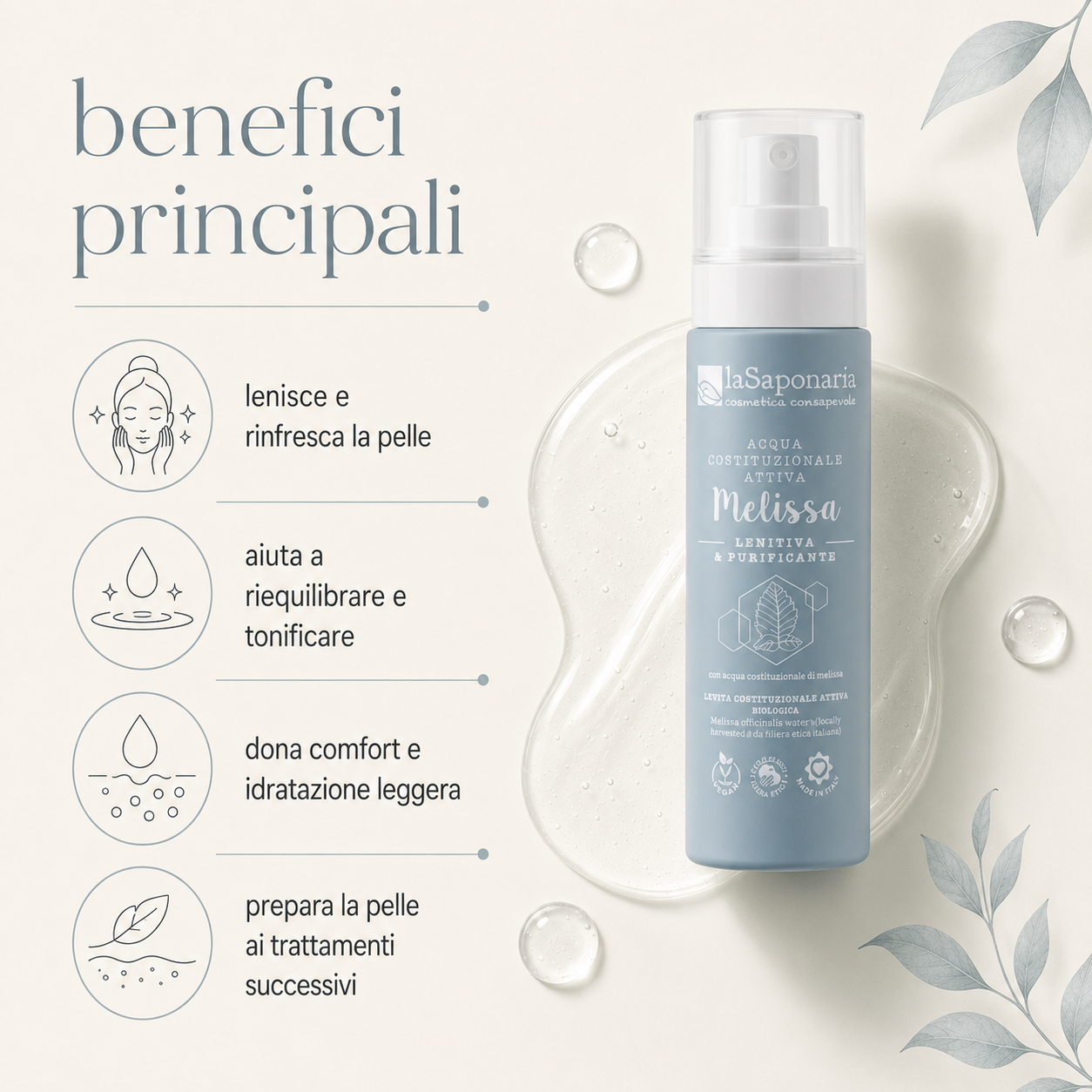 La Saponaria – Acqua Attiva Lenitiva Melissa - immagine 2