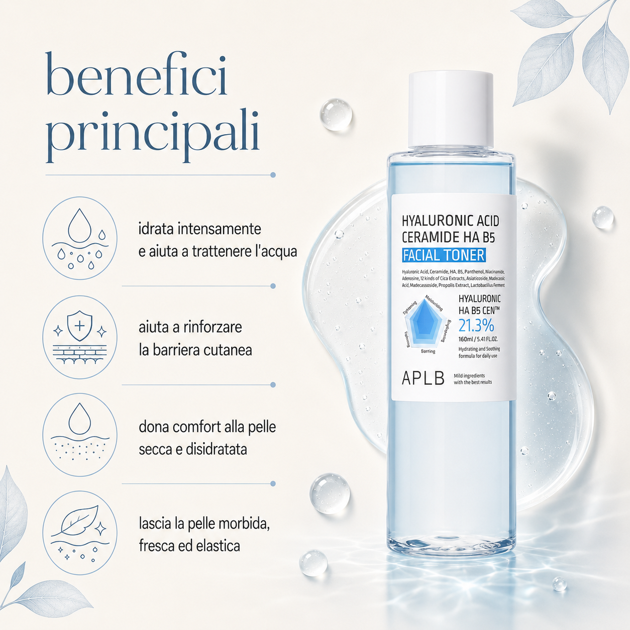 APLB – Hyaluronic Acid Ceramide HA B5 Facial Toner - immagine 2