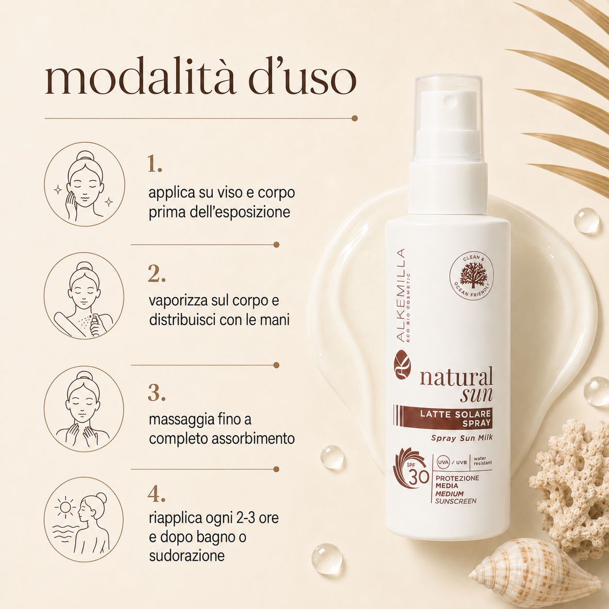 Alkemilla – Latte Solare Spray Media Protezione SPF30 - immagine 3
