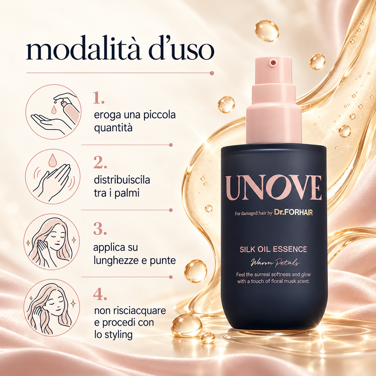 Unove – Silk Hair Oil Warm Petals - immagine 3