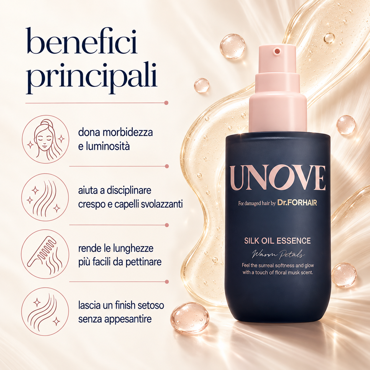 Unove – Silk Hair Oil Warm Petals - immagine 2